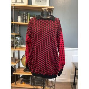 1990s Black-Red Sweater, Mervyn's, Size L, Acrylic, Jumper, ~ 220713-MEL 6